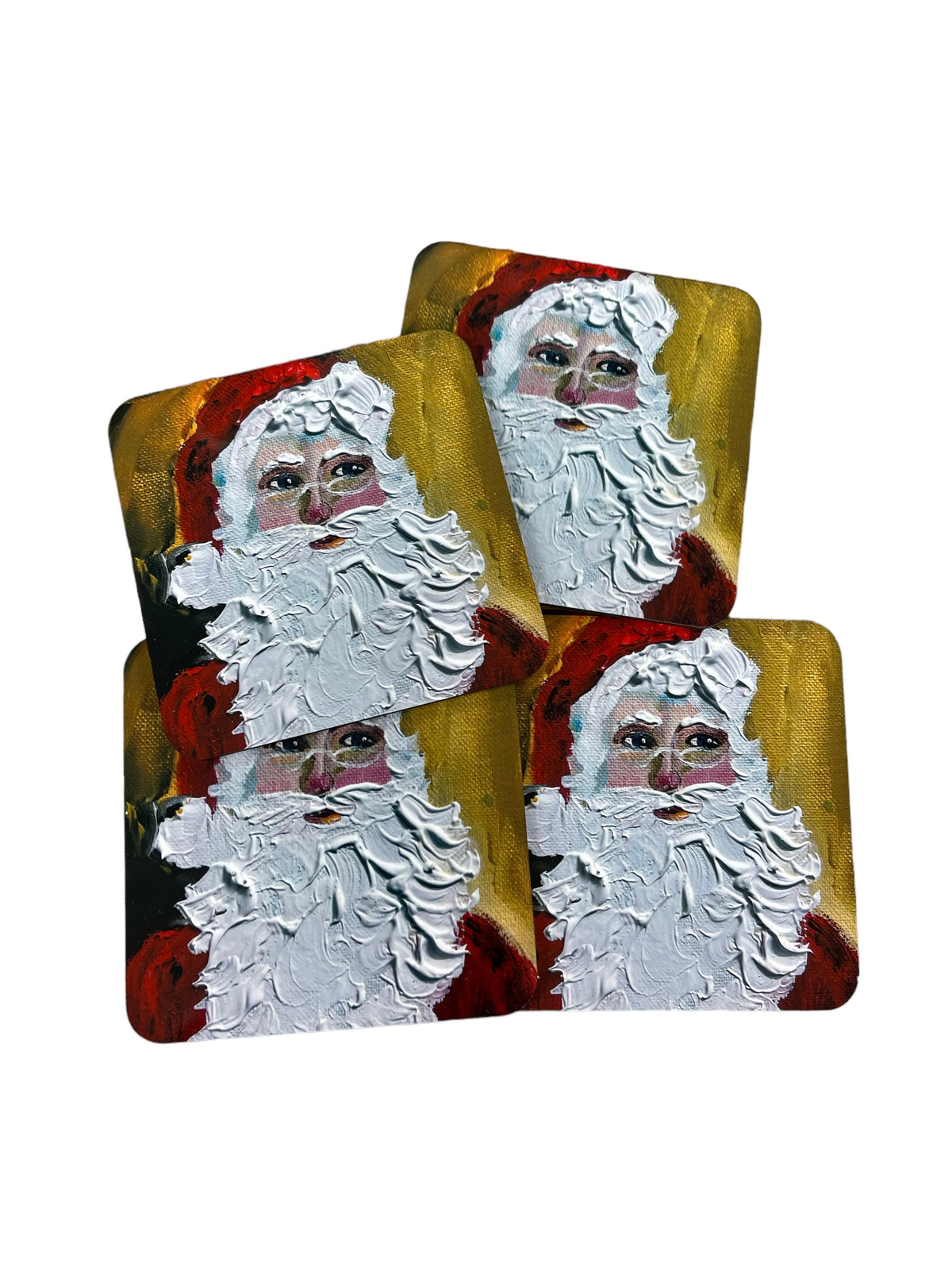 Santa coasters, set of 4, from an original painting by Tracee Gentry Matthews