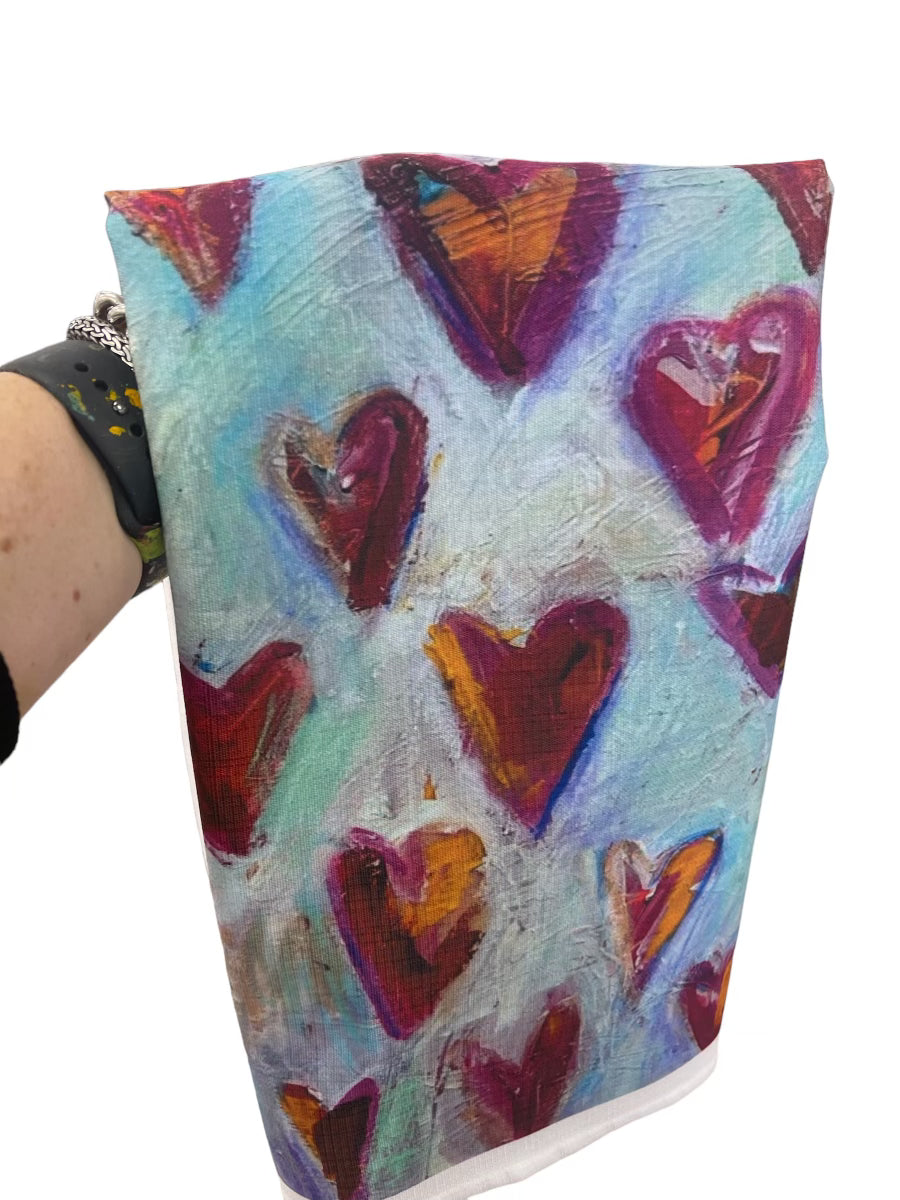 Hearts tea towel by Tracee Gentry Matthews