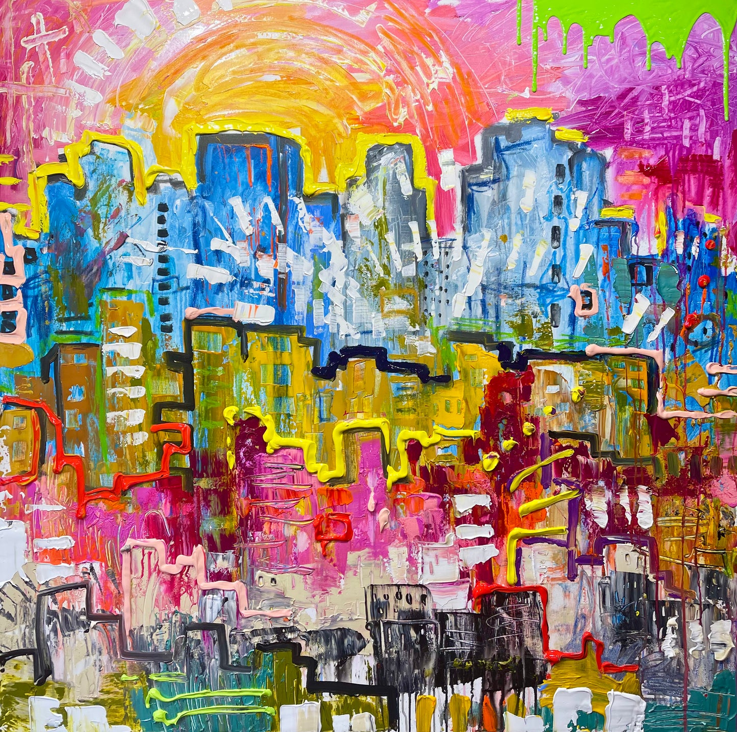 Abstract city, 8x10 inch matted canvas print by Tracee Gentry Matthews