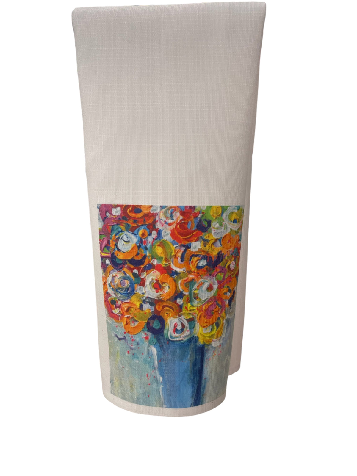 Floral tea towel printed from an original painting by Tracee Gentry Matthews