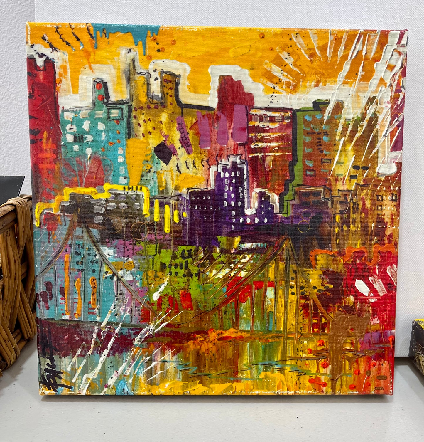 New York City, 12x12 inch canvas print of a cityscape painting by Tracee Gentry Matthews