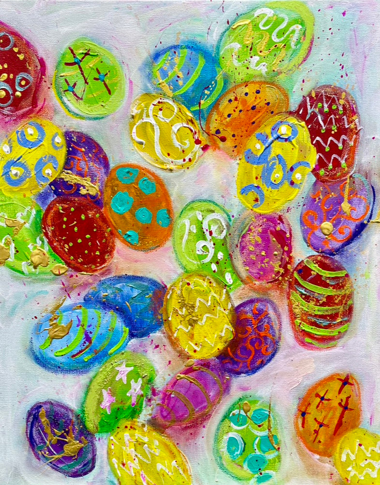 Easter egg, 20x16 inch original painting by Tracee Gentry Matthews