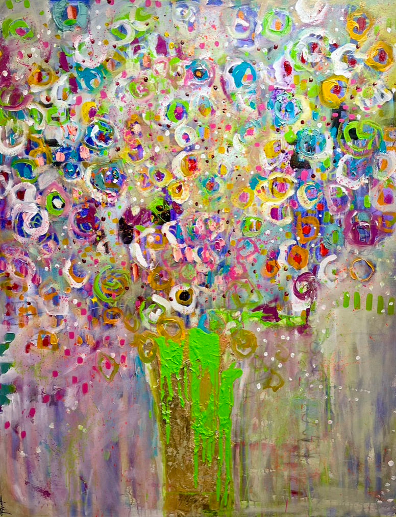 Welcome to Dallas, 48x60 inch large original cityscape painting by Tracee Gentry Matthews