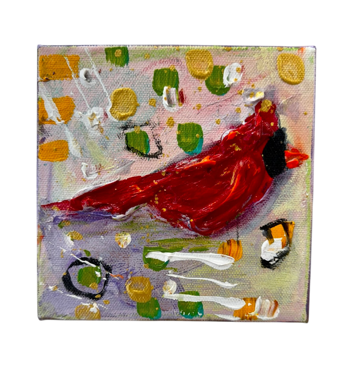 I'm With You cardinal, 6x6 inch small original painting by Tracee Gentry Matthews