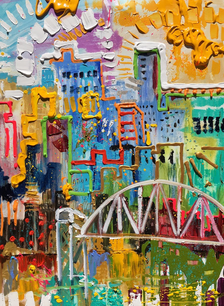 Abstract cityscape, 8x10 inch matted canvas print by Tracee Gentry Matthews