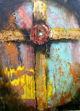 Gold cross, 8x10 inch matted canvas print by Tracee Gentry Matthews