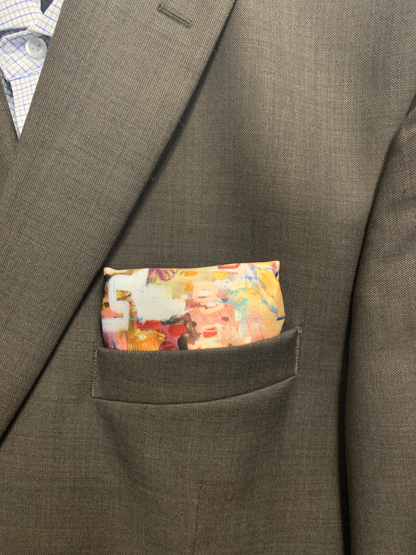Colorful abstract pocket square by Tracee Gentry Matthews, view 5