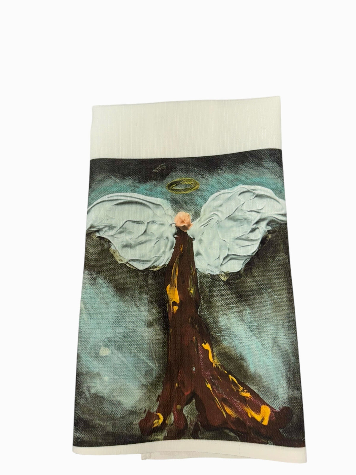 Angel on dark background tea towel by Tracee Gentry Matthews