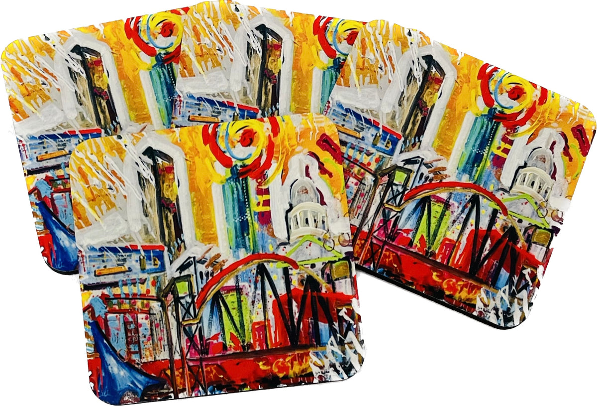 Little Rock cityscape coasters, set of 4, by Tracee Gentry Matthews