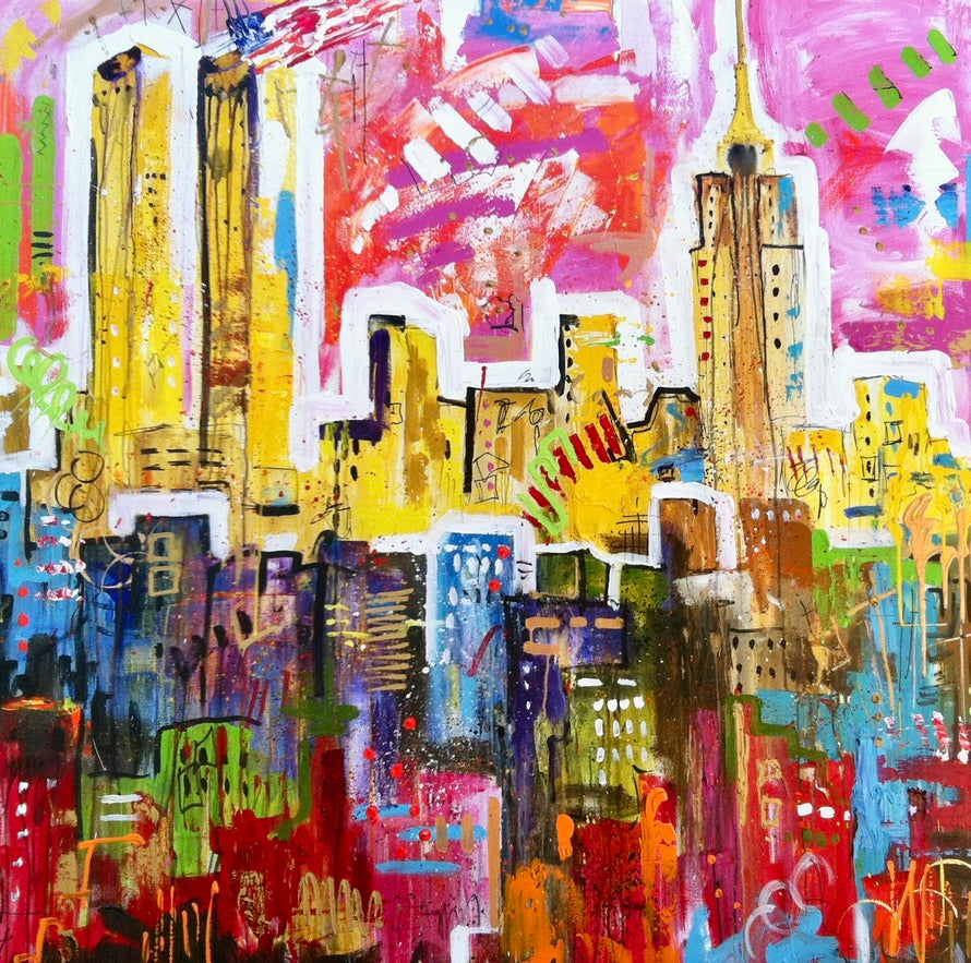 New York City cityscape painting by Tracee Gentry Matthews, sold