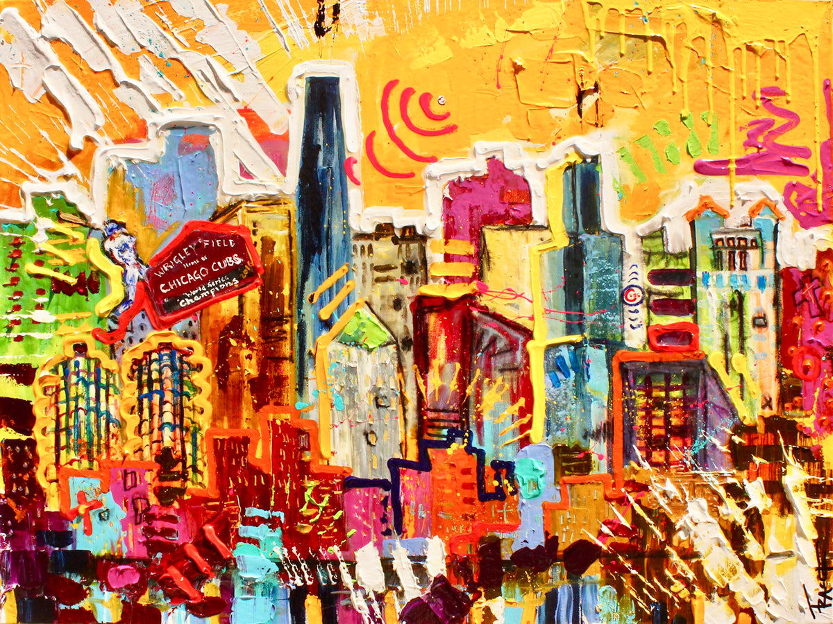 Chicago cityscape painting by Tracee Gentry Matthews, sold