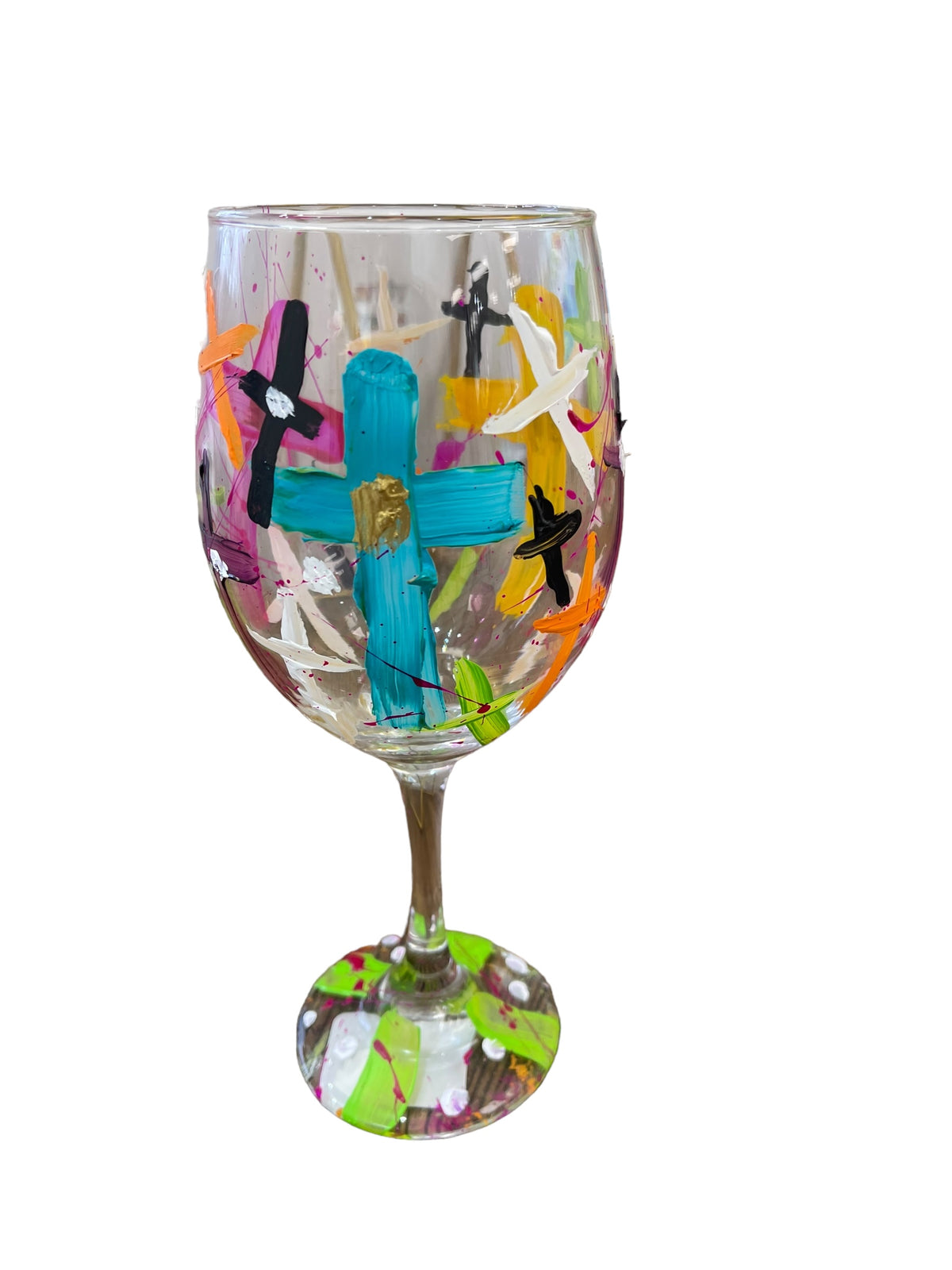 Hand-painted wine glasses J by Tracee Gentry Matthews, view 2