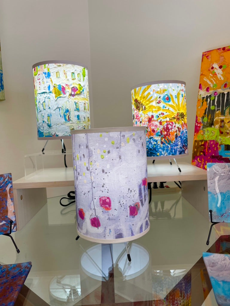 Abstract city art lamp by Tracee Gentry Matthews, view 3