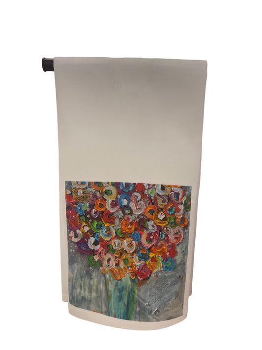 Floral tea towel printed from an original painting by Tracee Gentry Matthews