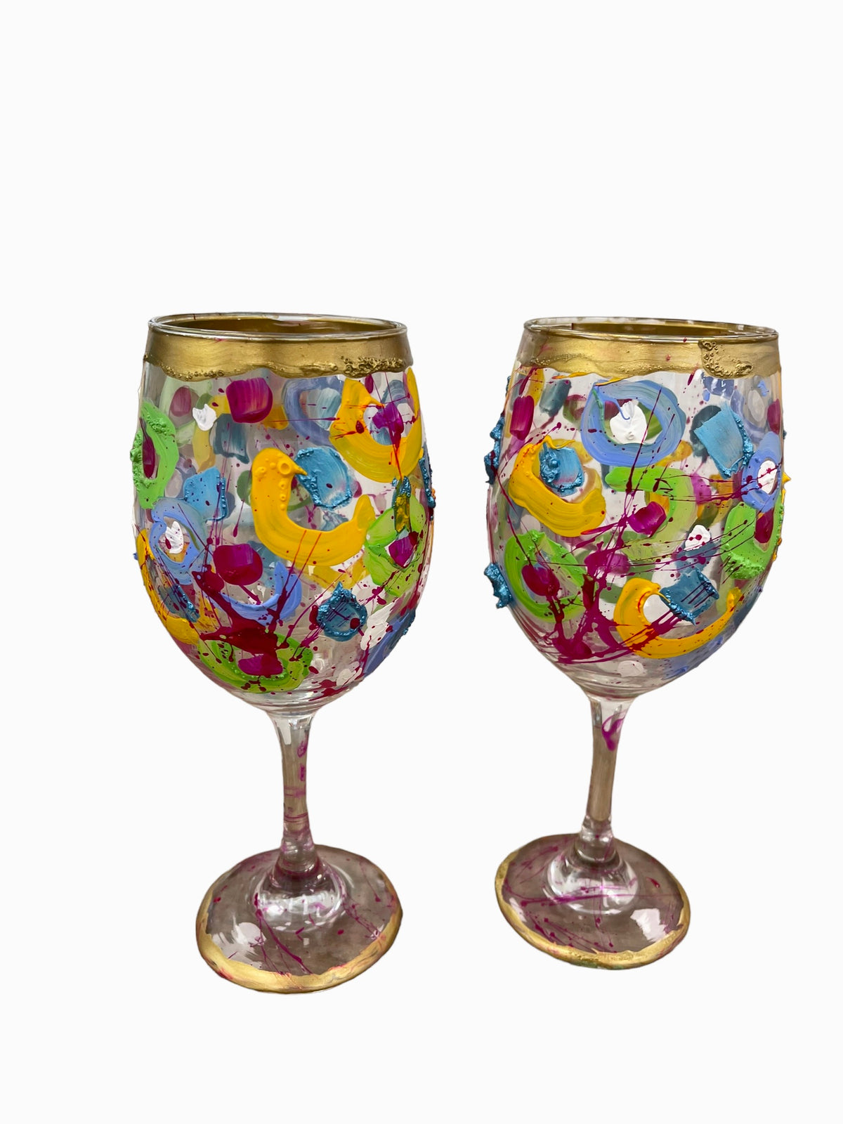 Hand-painted wine glasses F by Tracee Gentry Matthews, view 3