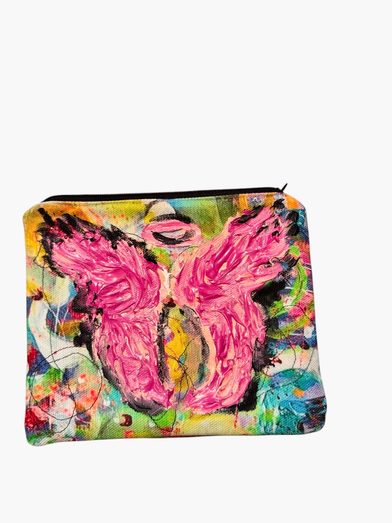 One-of-a-kind angel wing bag with art by Tracee Gentry Matthews