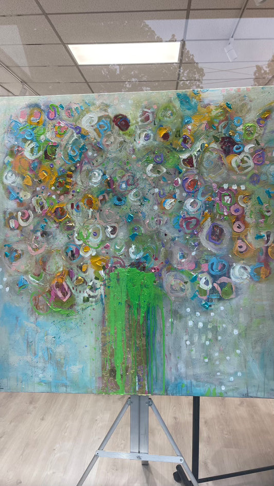 Grateful, 48x48 inch large original painting by Tracee Gentry Matthews