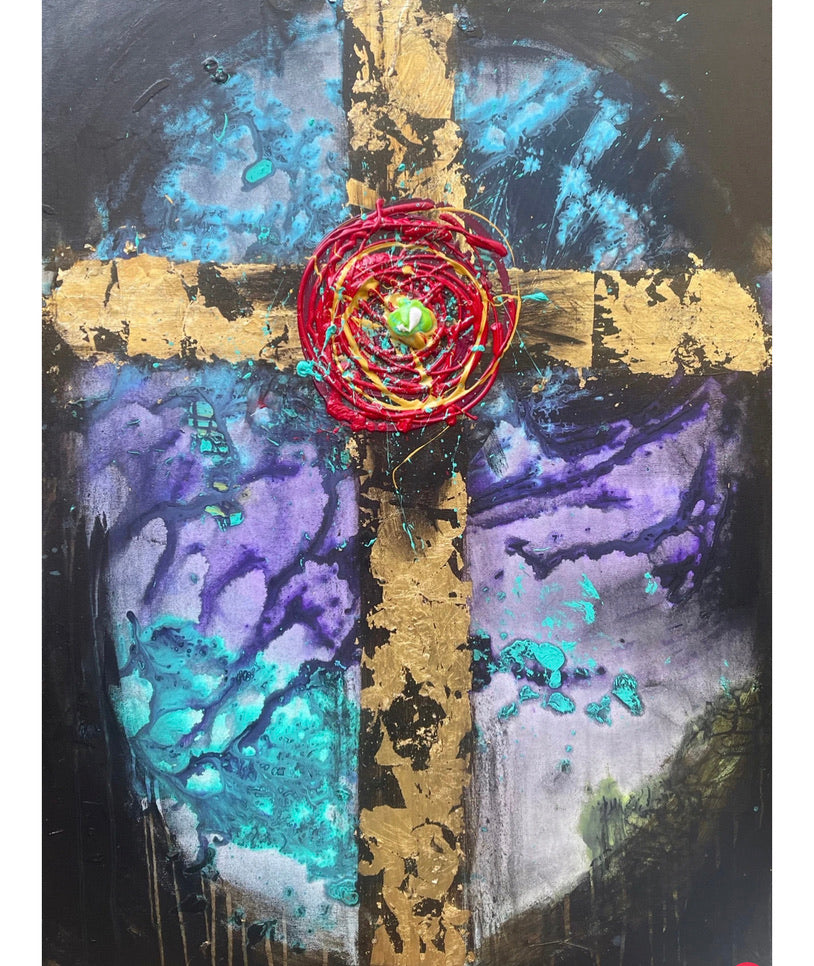 Cross, 8x10 inch matted canvas print by Tracee Gentry Matthews
