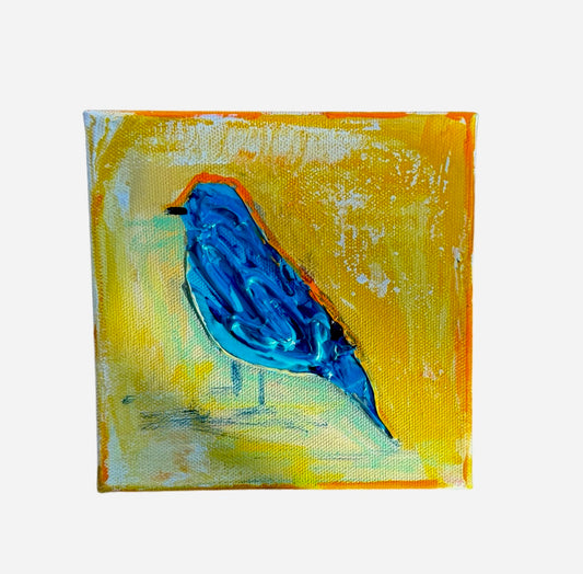Bluebird, 6x6 inch small original painting by Tracee Gentry Matthews