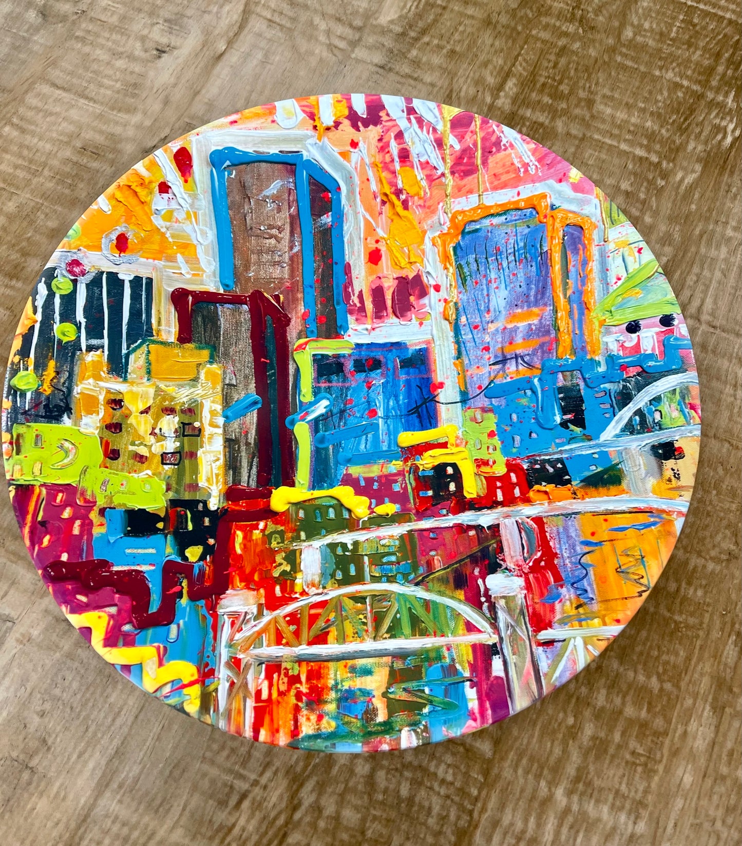 Colorful City decorative bowl by Tracee Gentry Matthews, view 2