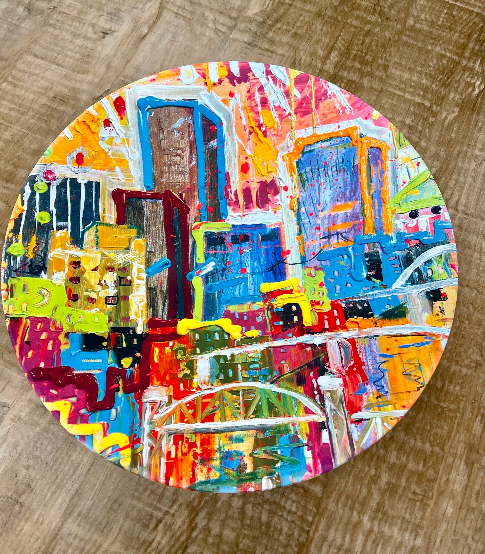 Colorful City decorative bowl by Tracee Gentry Matthews, view 2
