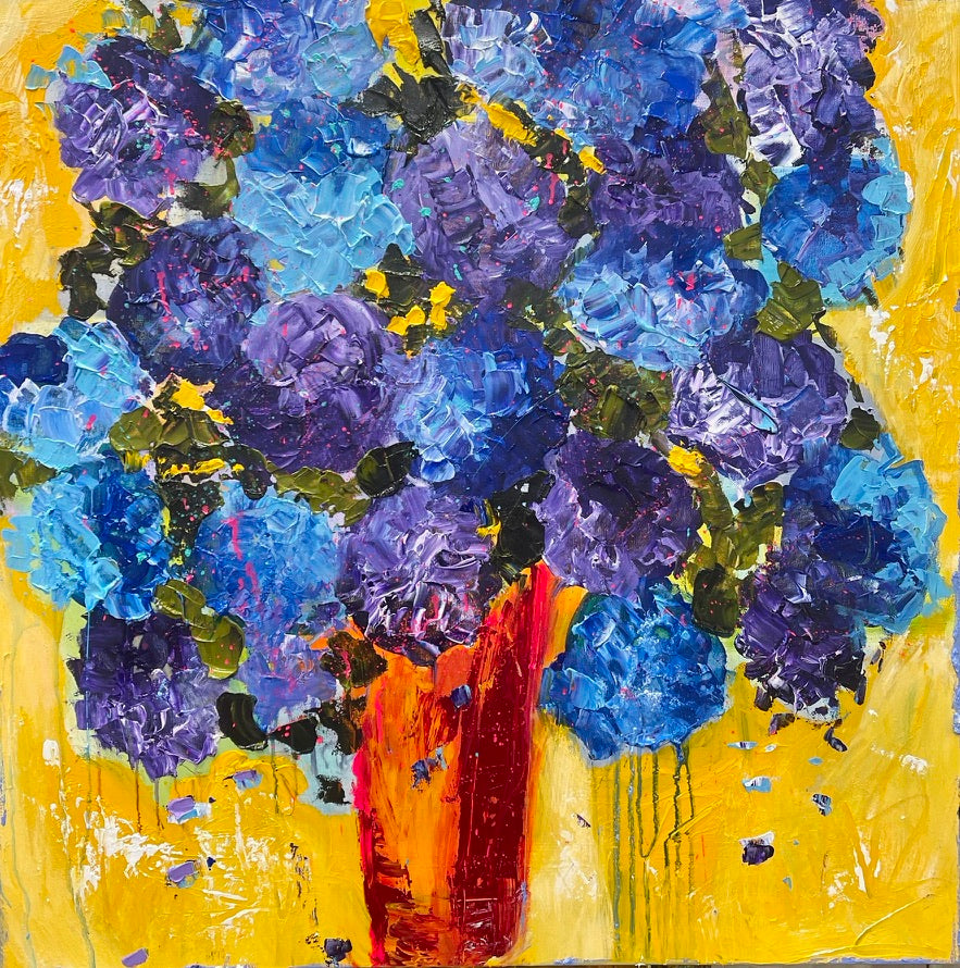 Hydrangeas, 8x10 inch matted canvas print by Tracee Gentry Matthews