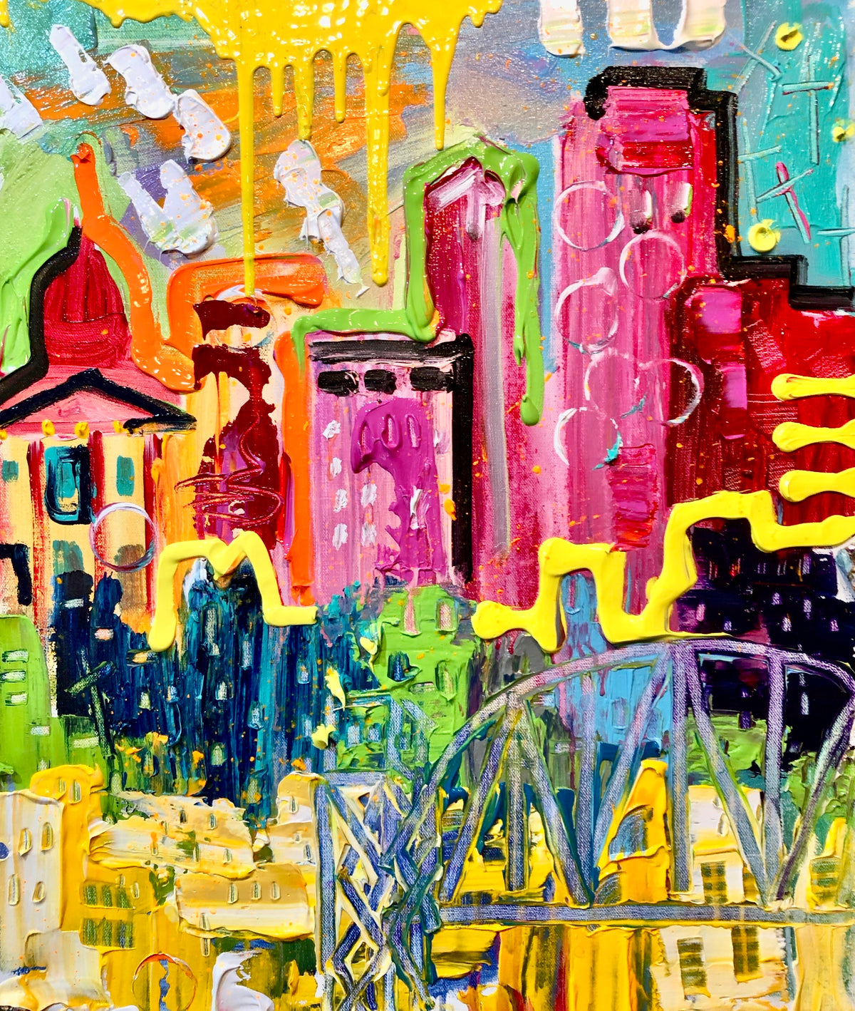 Abstract cityscape, 8x10 inch matted canvas print by Tracee Gentry Matthews