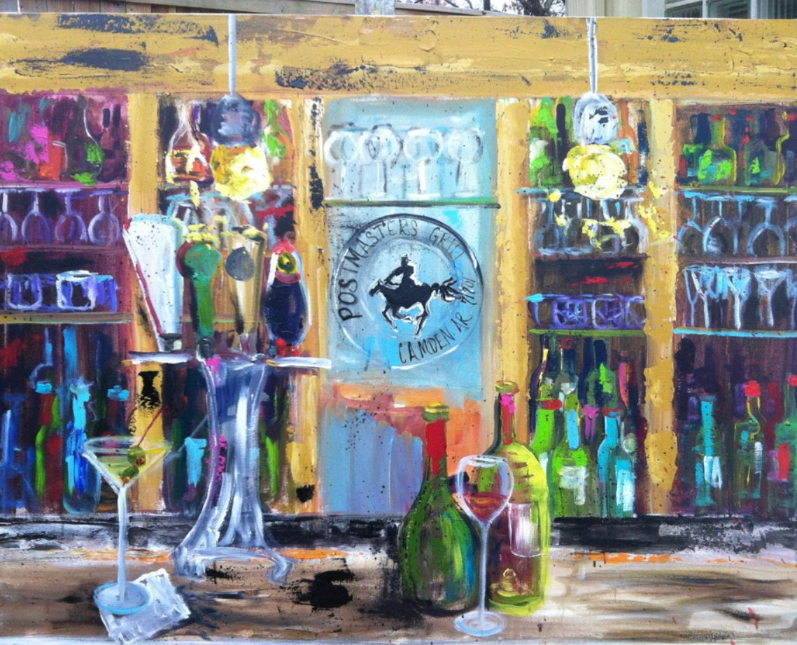 Wine bar, 8x10 inch matted canvas print by Tracee Gentry Matthews