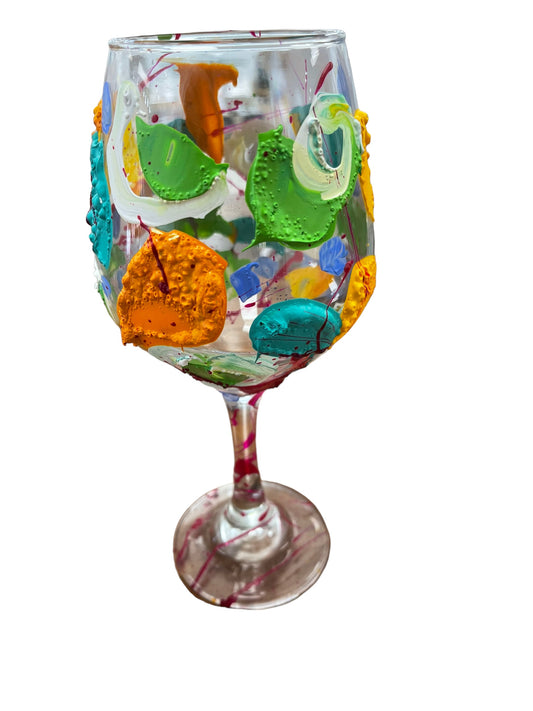 Colorful hand-painted wine glasses Q by Tracee Gentry Matthews