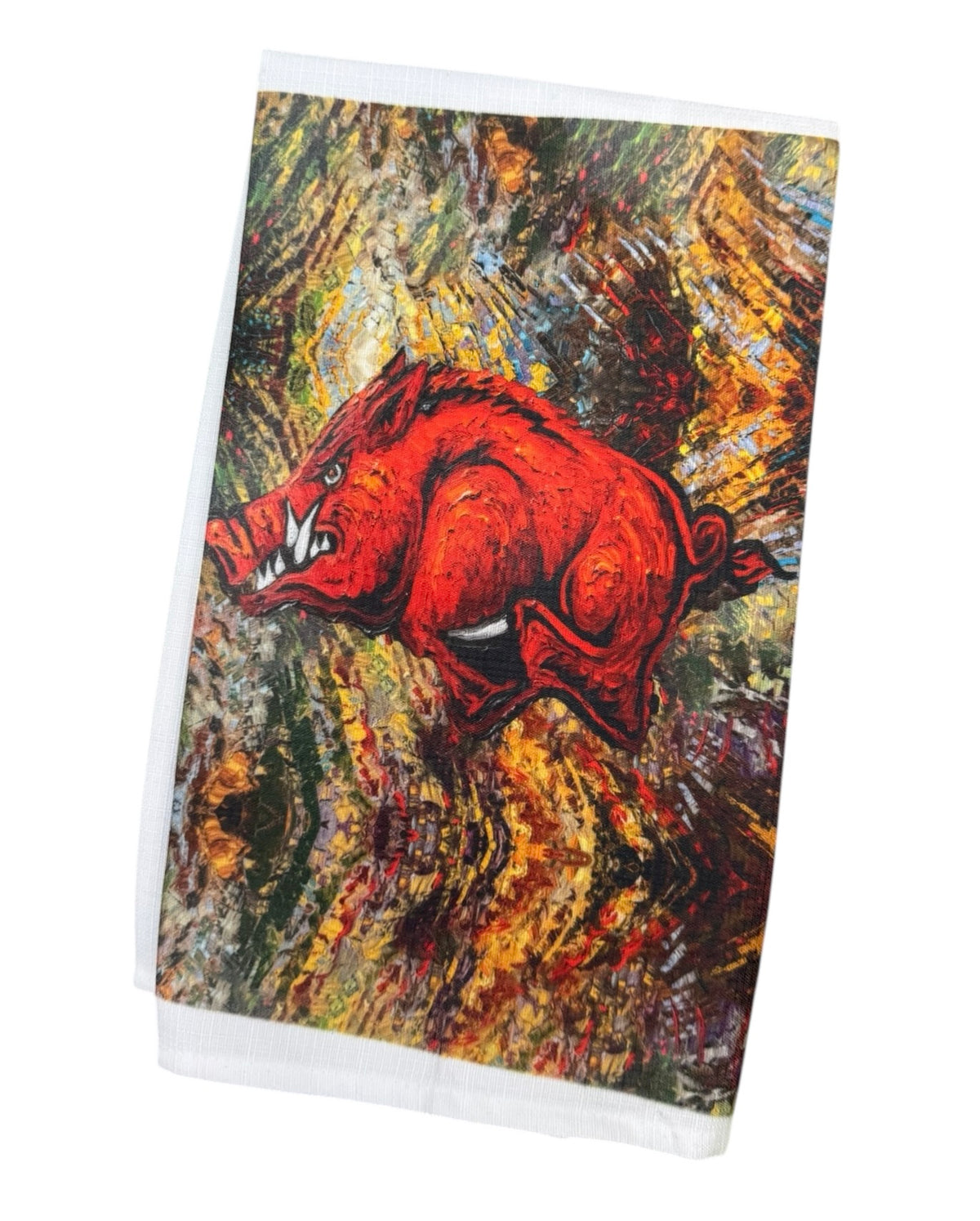 Razorback tea towel from a painting by Pat Matthews