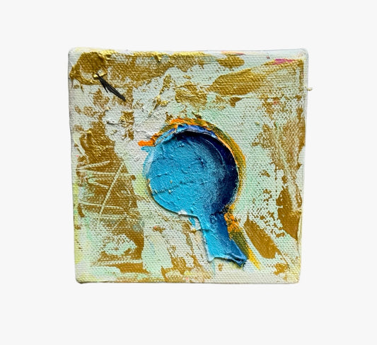 Bluebird, 4x4 inch small original painting by Tracee Gentry Matthews