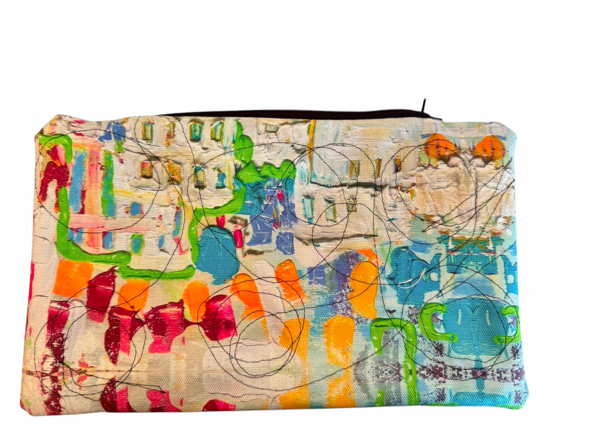 One-of-a-kind stitched circle bag by Tracee Gentry Matthews