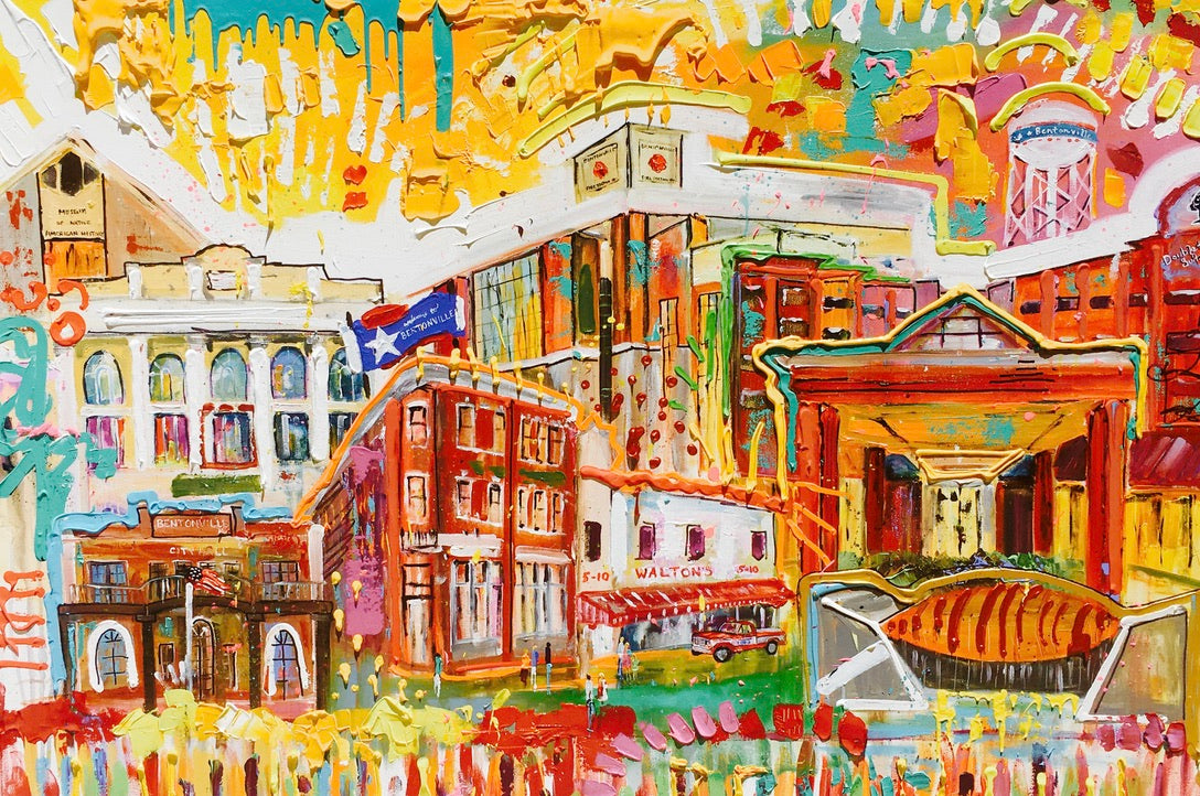Downtown Bentonville, Arkansas, 8x10 inch matted canvas print by Tracee Gentry Matthews