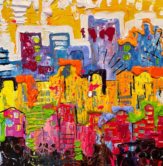 Abstract city, 8x10 inch matted canvas print by Tracee Gentry Matthews