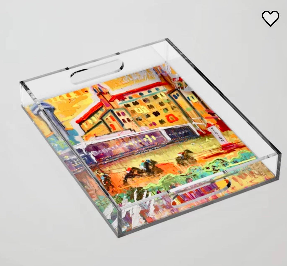 Acrylic serving tray with Hot Springs painting by Tracee Gentry Matthews