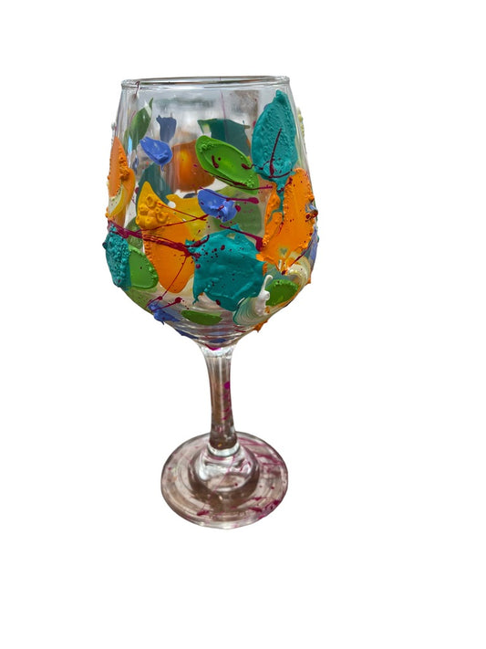 Colorful hand-painted wine glasses H by Tracee Gentry Matthews