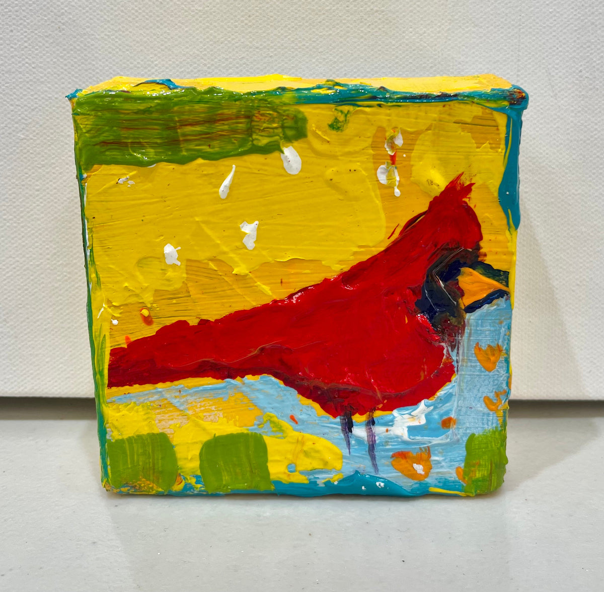 Cardinal in Green & Blue