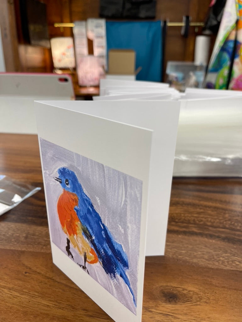 Little bluebird art card by Tracee Gentry Matthews, view 2