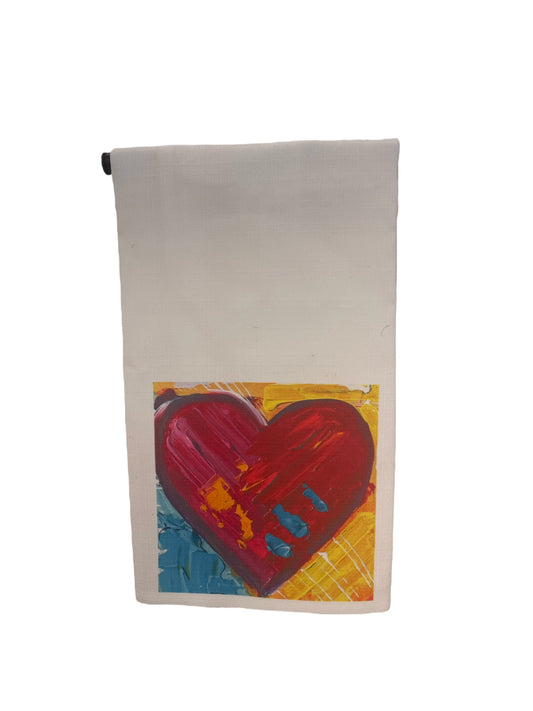 Heart tea towel printed from an original painting by Tracee Gentry Matthews