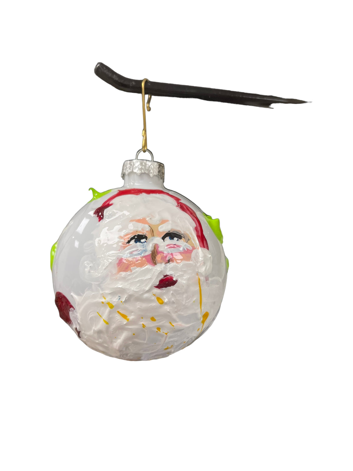 Hand-painted glass Christmas ornament C, 3.5 inch, by Tracee Gentry Matthews
