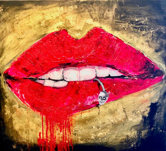 Red lips, 8x10 inch matted canvas print by Tracee Gentry Matthews