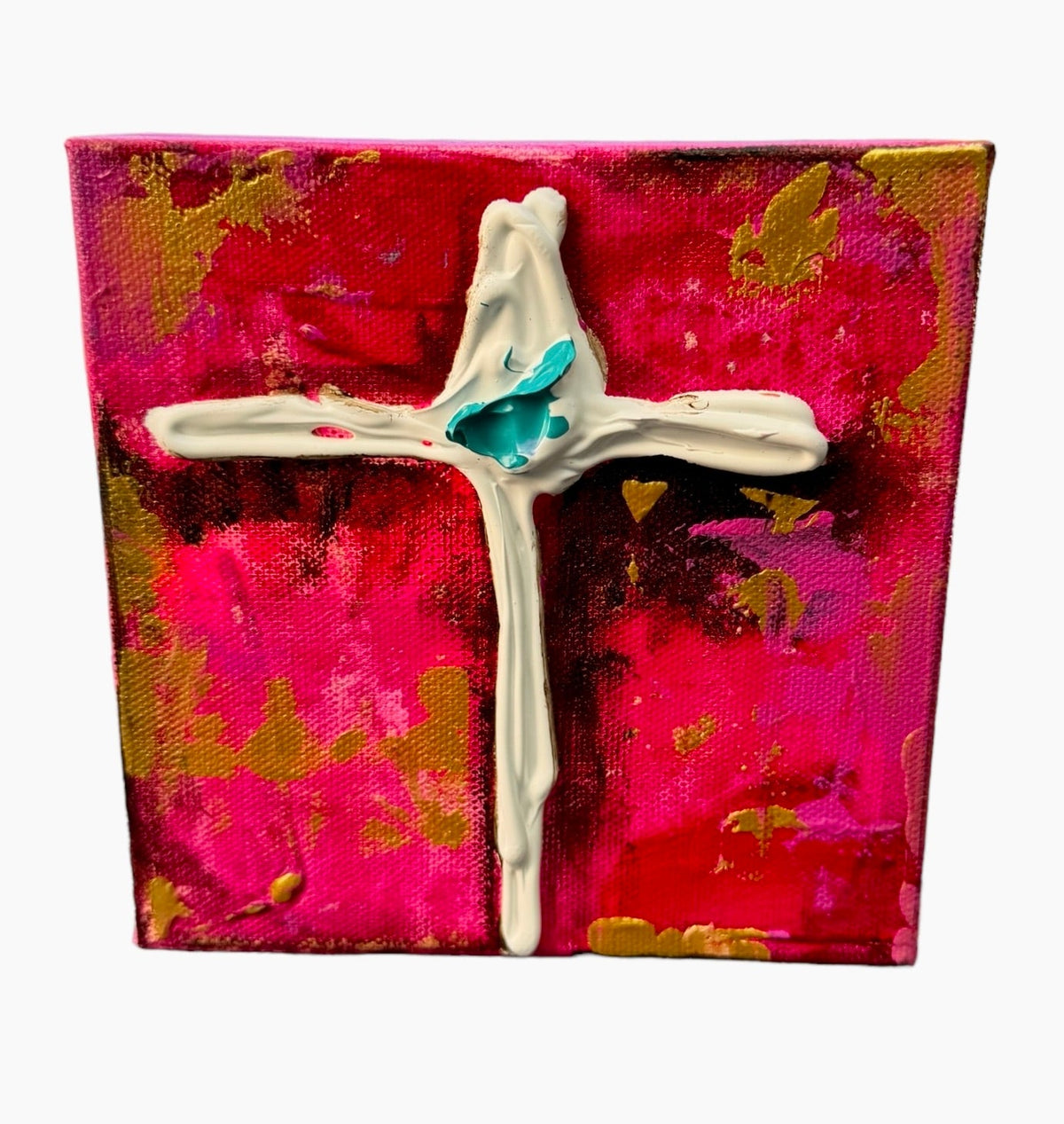 White, Pink & Teal Cross