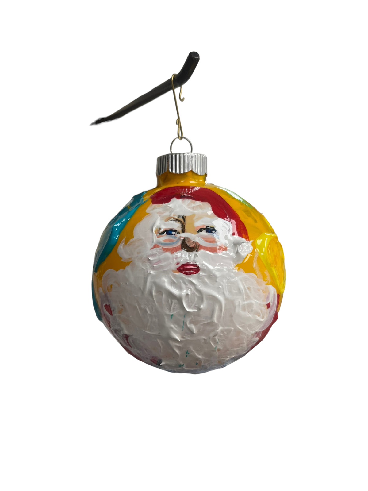 Hand-painted glass Christmas ornament AH, 4.5 inch, by Tracee Gentry Matthews