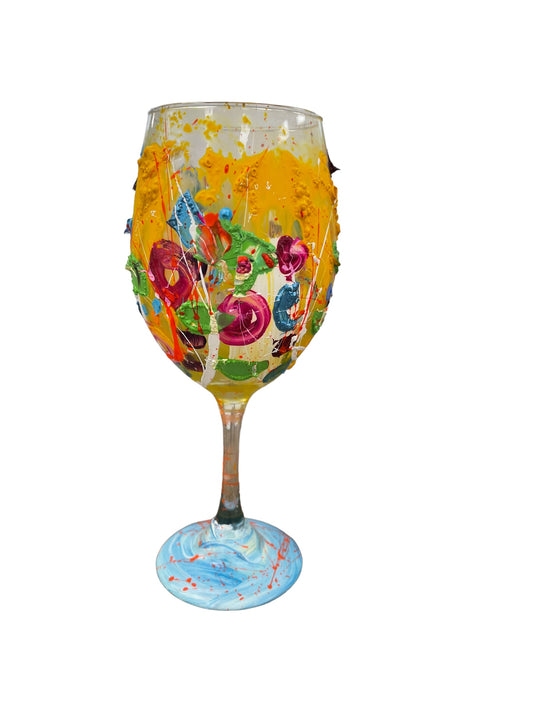 Colorful hand-painted wine glasses A by Tracee Gentry Matthews