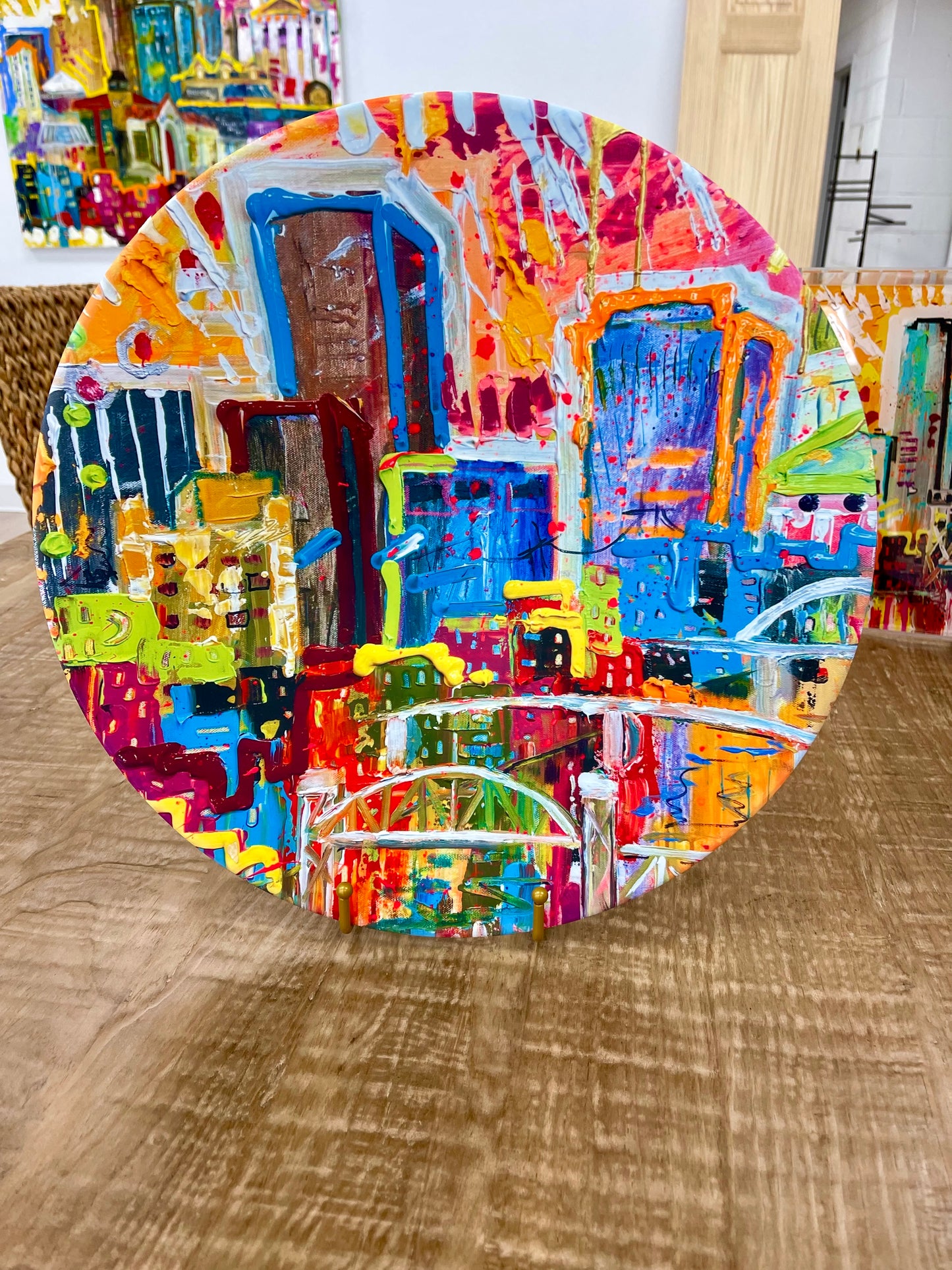 Colorful City decorative bowl by Tracee Gentry Matthews, view 3
