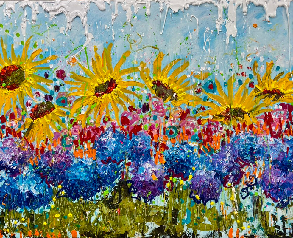 Flower garden, 8x10 inch matted canvas print by Tracee Gentry Matthews