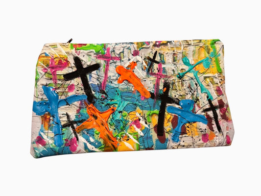 One-of-a-kind cross bag with art by Tracee Gentry Matthews