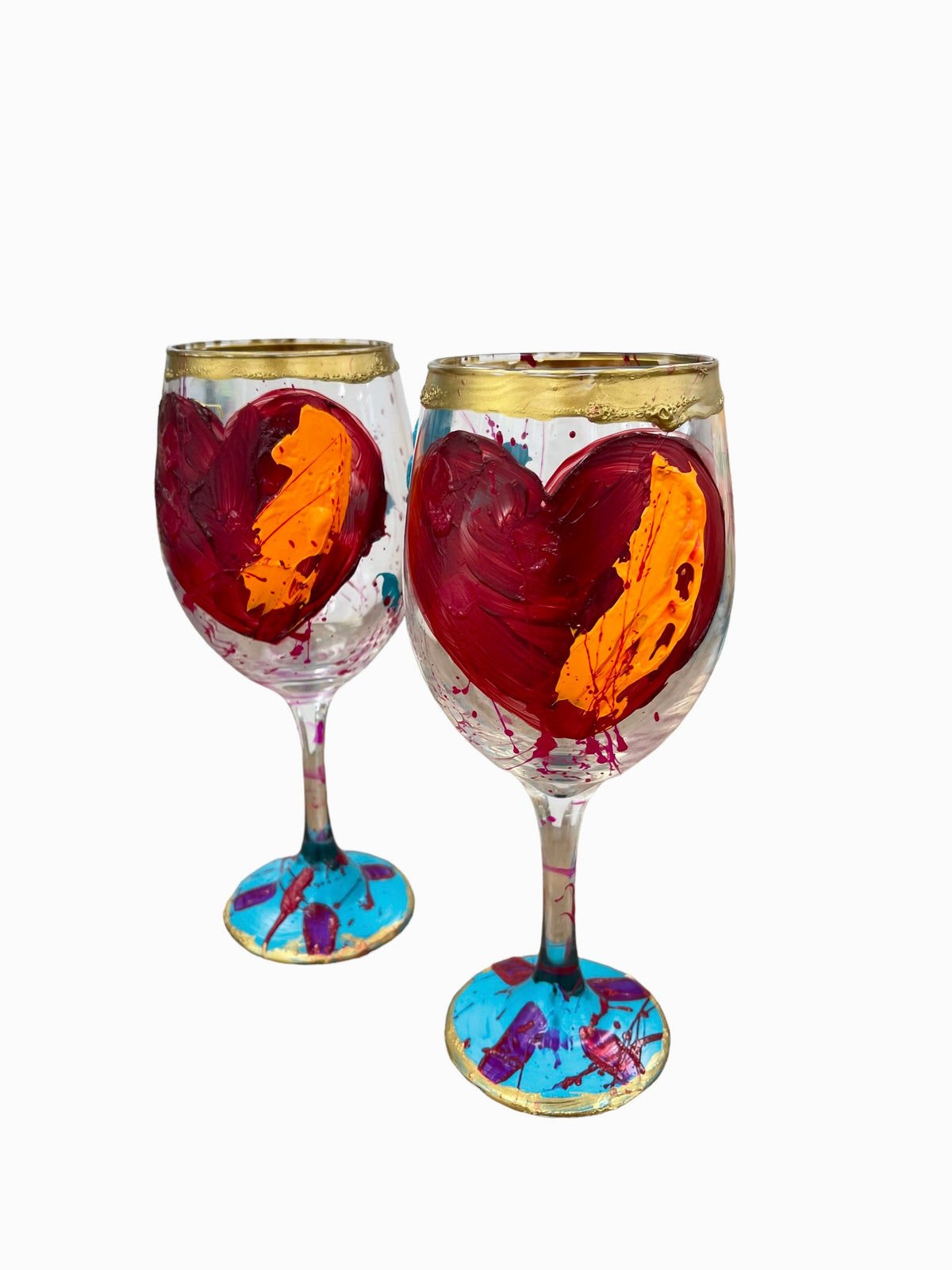 Hand-painted wine glasses D by Tracee Gentry Matthews, view 2