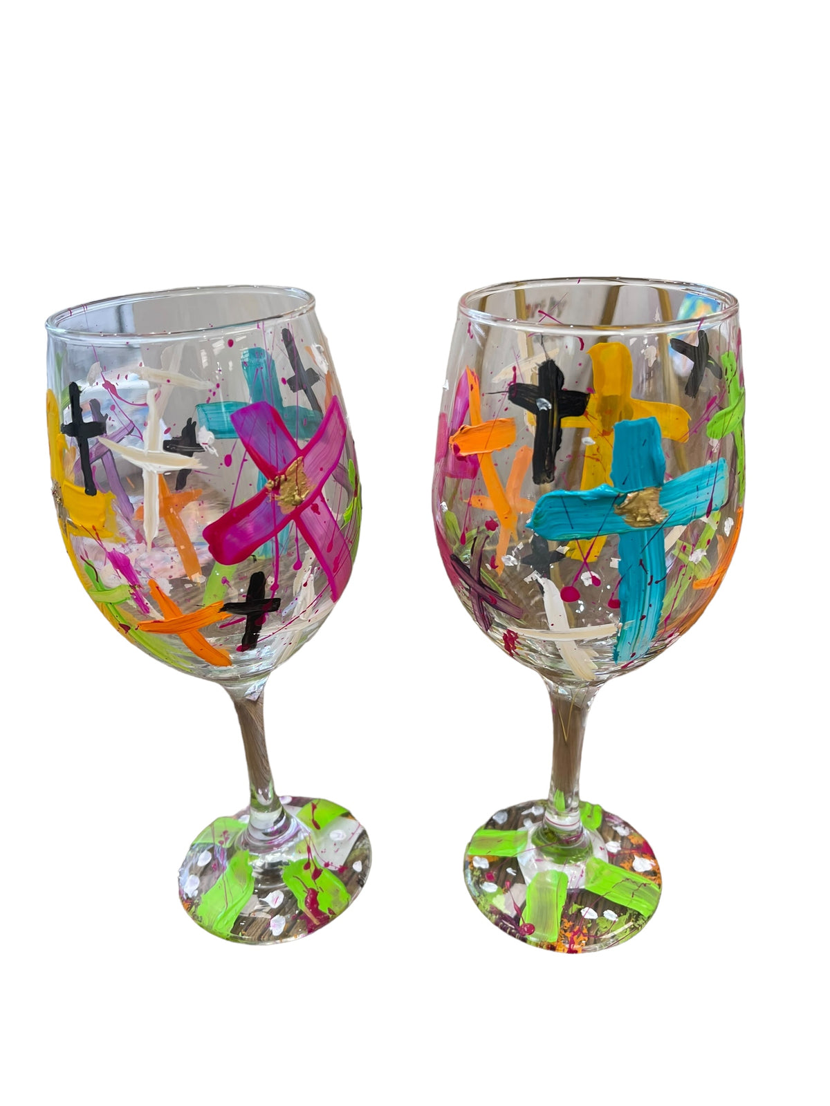 Hand-painted wine glasses J by Tracee Gentry Matthews, view 3