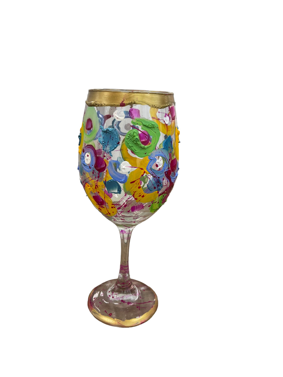 Colorful hand-painted wine glasses F by Tracee Gentry Matthews